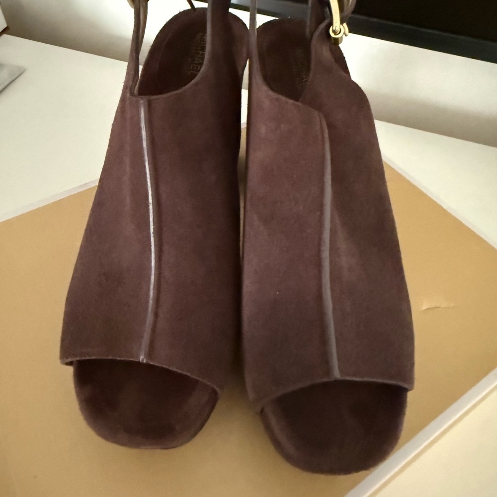 Michael Kors Brown Suede Open-Toe Slingback Mules-Piper Sling